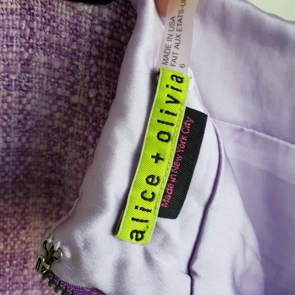 Alice and Olivia lavender tweed mini skirt fully lined - Picture 6 of 9